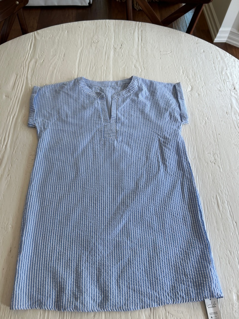 Cupshe Blue and White Striped Seersucker Top